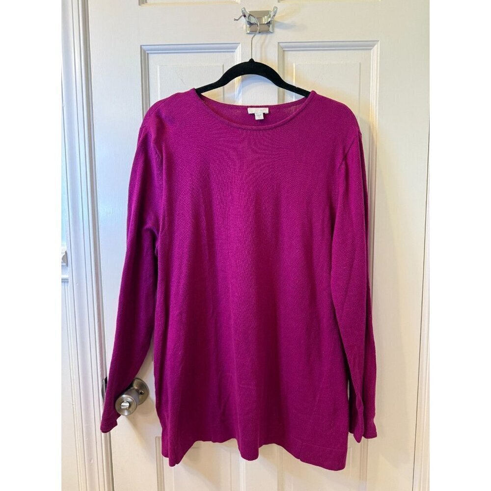 J Jill Bright Pink/Purple Women's Pullover Cotton Blend Sweater - Size XL